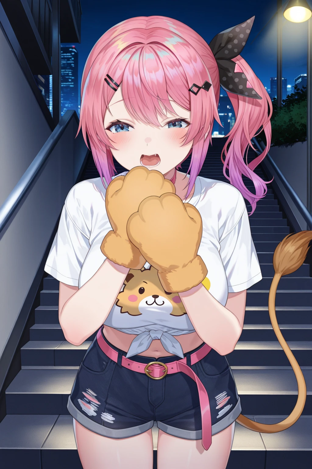 masterpiece, best quality,anime style, 1 girl,(((slender body))), (((small eyes,small breast))),(((gym uniform))),(((((3 monkey grabbing the girl))))),((((cum facial)))), (beautiful face), (((short hair))), (((straight hair))), ((((pink hair)))),detailed beautiful skin, (perfect hands, perfect anatomy)