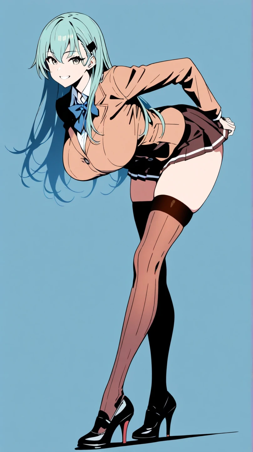 Toki/maid,long sleeve, long hair,maid skirt,two arm above head, navel showing, midriff, stomachz(perfect anatomy perfect hand)