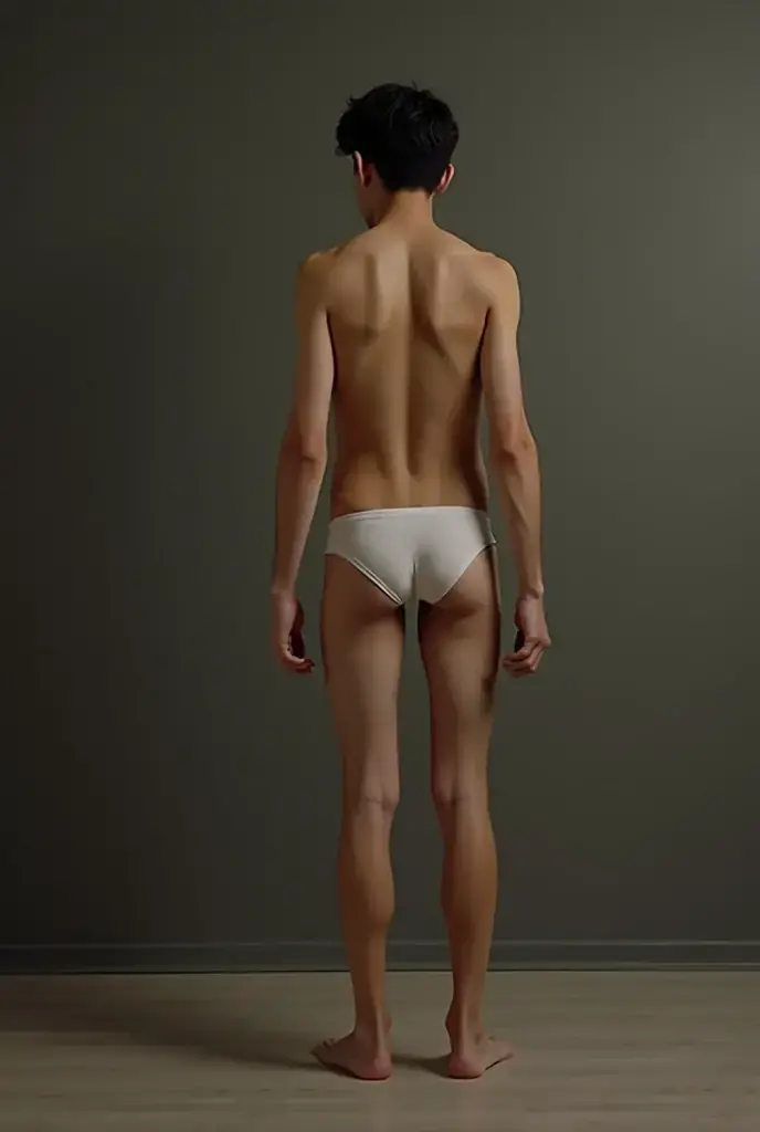 A naked man standing with his legs apart