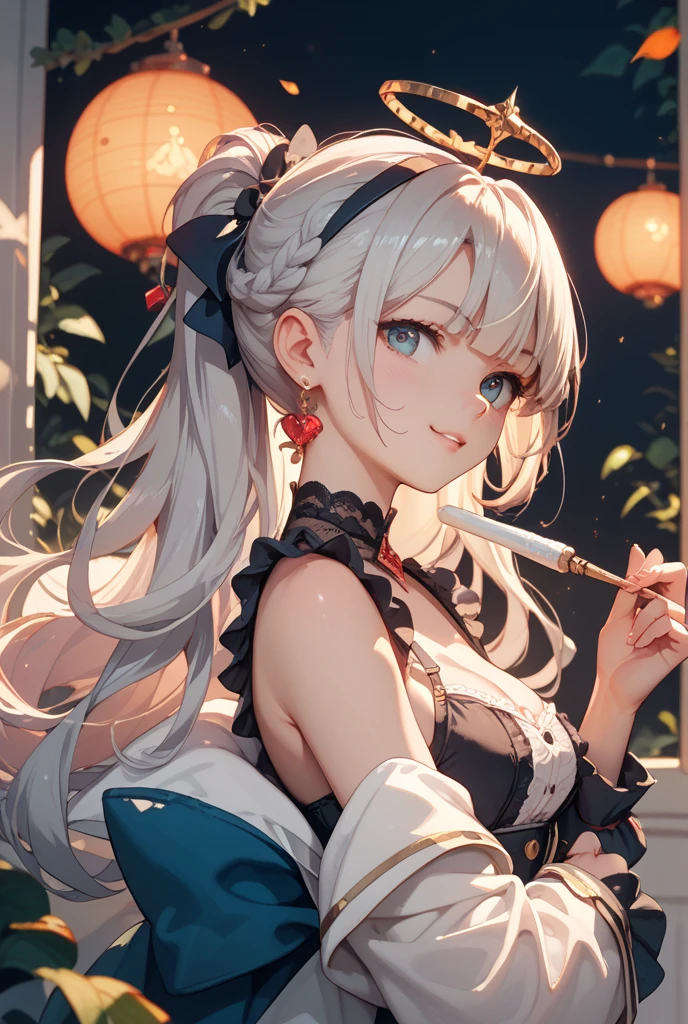 best_quality,masterpiece,<lora:CURA_SDXL_V1:1>,houshou kisaki,1girl,solo,smile,long hair,dress,blue eyes,blush,breasts,chinese clothes,china dress,upper body,medium breasts,covered nipples,hair bun,black dress,holding,sleeveless,looking at viewer,bangs,closed mouth,double bun,bun cover,bare shoulders,sleeveless dress,bare arms,ribbon,