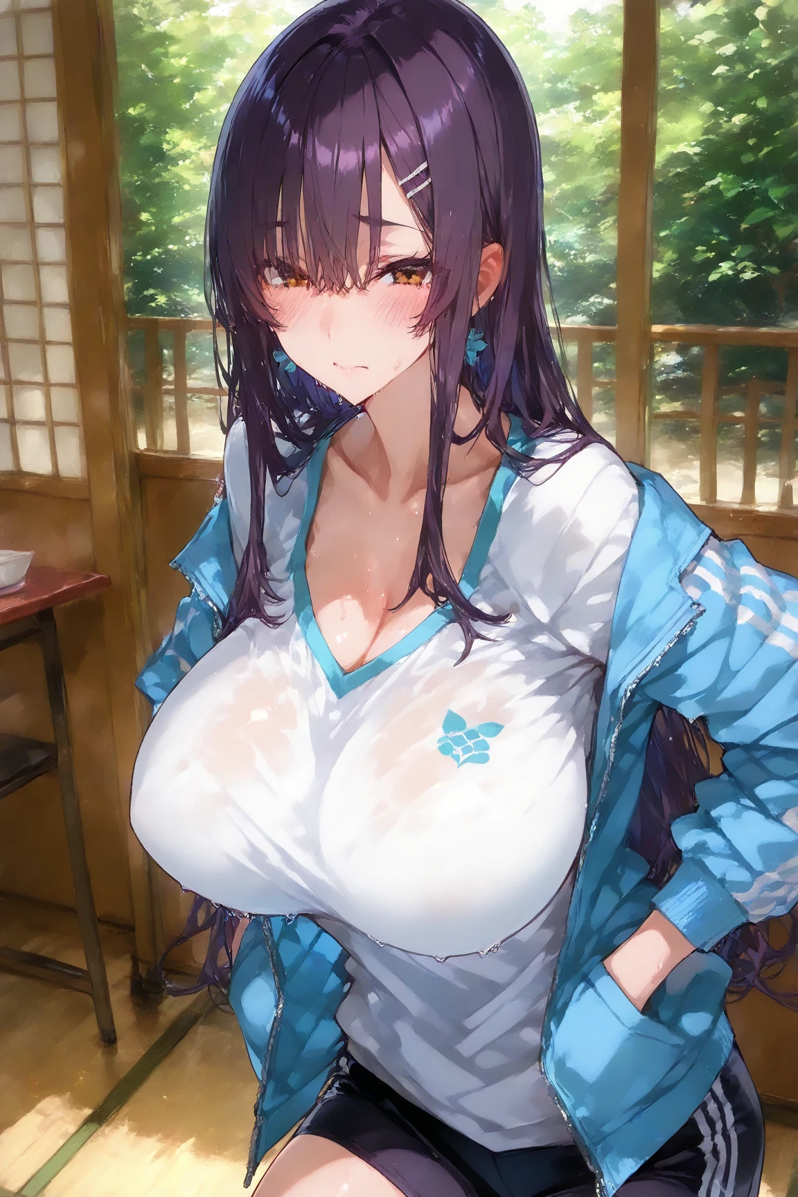 (((masterpiece, best quality))), (((superior quality))), cute girl, ((extremely detailed girl)), (huge breasts), (yukata), (bare shoulders), strapless top, slight smile