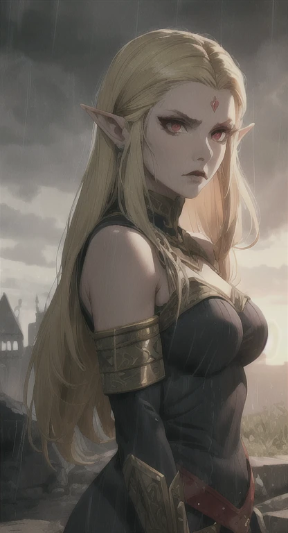 Masterpiece, best quality, mythical, Alluring, princess Zelda, bloodmoon, Hyrule, legendary Triforce,  armor, looking at viewer pissed, judgemental glare, POV,  SFW,