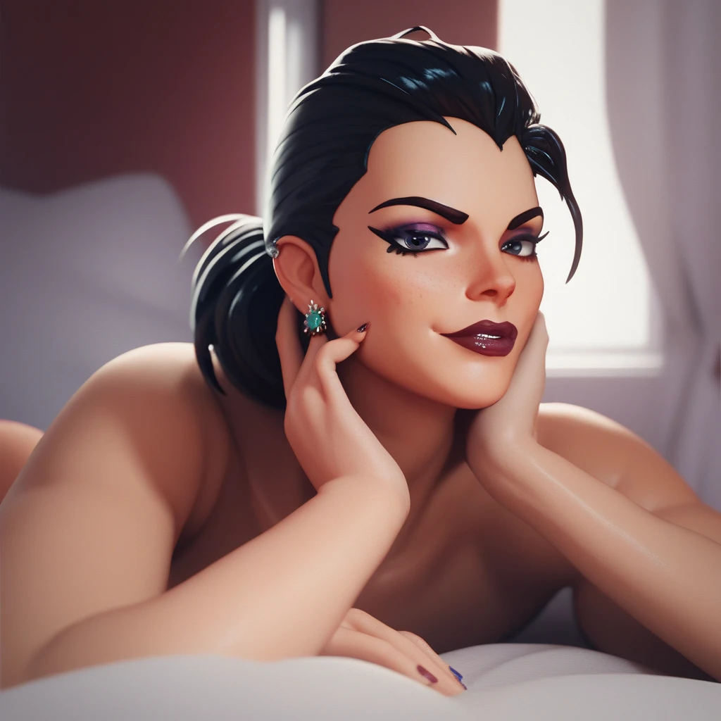 shadow, purple eyes, mole under the eye, make up, looking at the viewer, happy, sexy, undressed, completely ?????, having ???, legs open,outside, snowing, Docks, 1girl, solo, perfect face, white skin, pale skin, mature, sexy look and lips between open, (black medium hair:1.3), white skin, ?????, large breasts, large hips, large butt, nipples, ??????, NSFW, ????????, ((full body)), ((Action pose)), by Kaethe Butcher, Jon Klassen, Kate Beaton, Enoch Bolles, Rolf Armstrong, Winsor McCay, jean james, moebius, official art, unity 8k wallpaper, ultra detailed, beautiful and aesthetic, masterpiece, best quality, (dynamic angle: 1.4), elegant, a neat design, dark colors, romanticism, ultra wide angle, laying on bed, laying on back, legs spread open, knees apart
extreme detail, Masterpiece, fantasy quality, cgi,