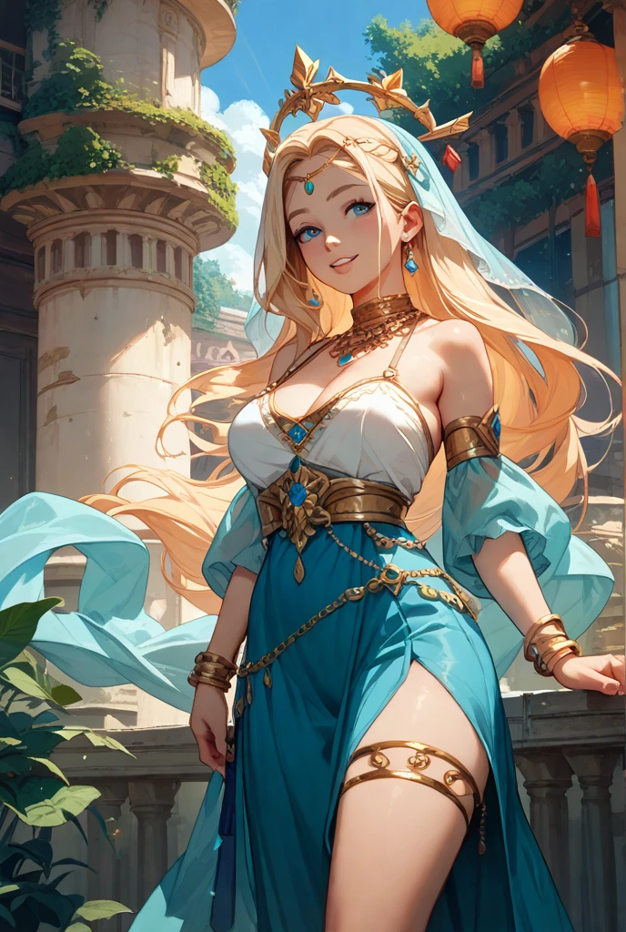 (Dynamic Angle:1.4), ((Pose all over the body:1.5), (Colorful:1.2), (Extremely detailed CG Unity 16k wallpaper:1.1), (Noise Removal Strength: 1.45), (tmasterpiece:1.37), ((offcial art)), full bodyesbian, Ultra-detailed, Solo:1.3, 1girll, Hexachloroco, White dress, Golden hair, Blue eyes, Starlight, Oil painting, White cloth and oil painting, Delicate_Features, pretty_face, Smiling, Pure, Lovely, view the viewer, Dark intense shadows, Sharp focus, Studio lighting, Theatrical perspective, Impressionism, color difference, Best quality, (Masterpiece:1.3)