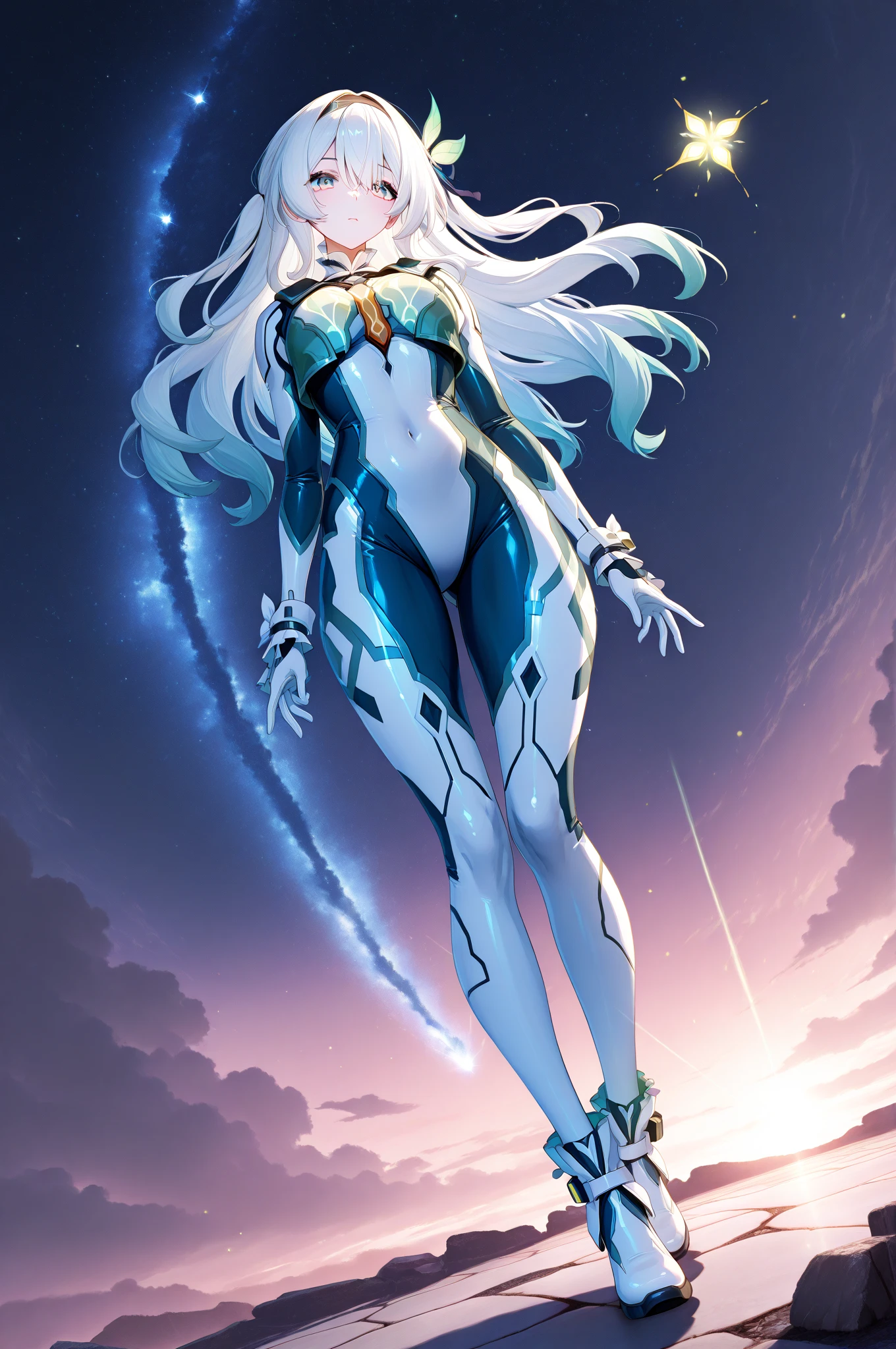 )a thin woman with long blonde hair, woman has green eyes, pink sexy sci-fi outfit) best quality, adorable, ultra-detailed, illustration, complex, detailed, extremely detailed, detailed face, soft light, soft focus, perfect face. illustration:full body