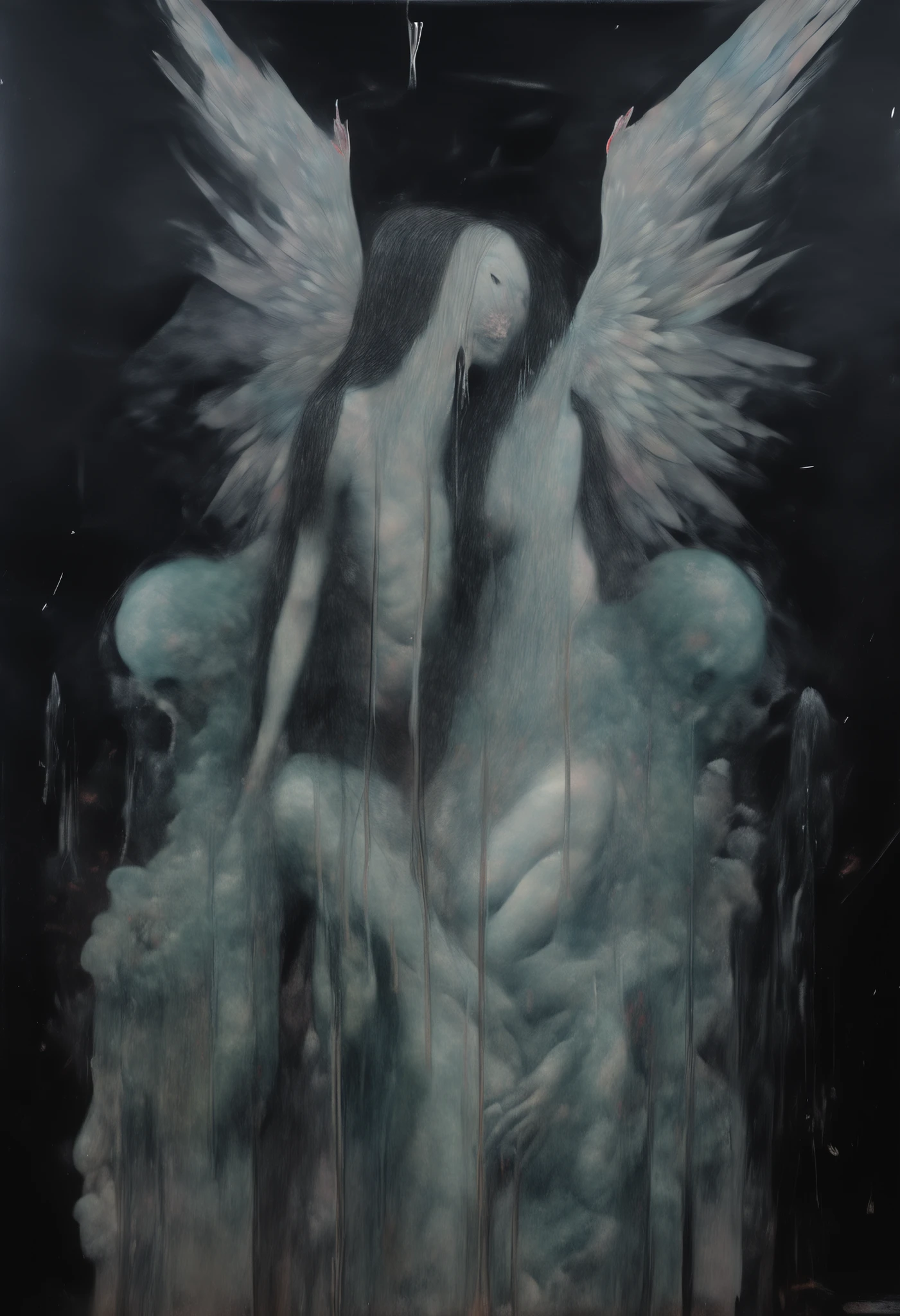 angels, maze of heaven by style of Guillermo del Toro, Adrian Donoghue, Alberto Seveso, Anna Dittmann, Arthur Rackham, Giger, centered,, highly detailed, extremely detailed, delicate detail, crisp quality, ultra realistic, hyperrealistic, award jenny saville, edward hopper, surrealism, dark art by james jean, takato yamamoto,