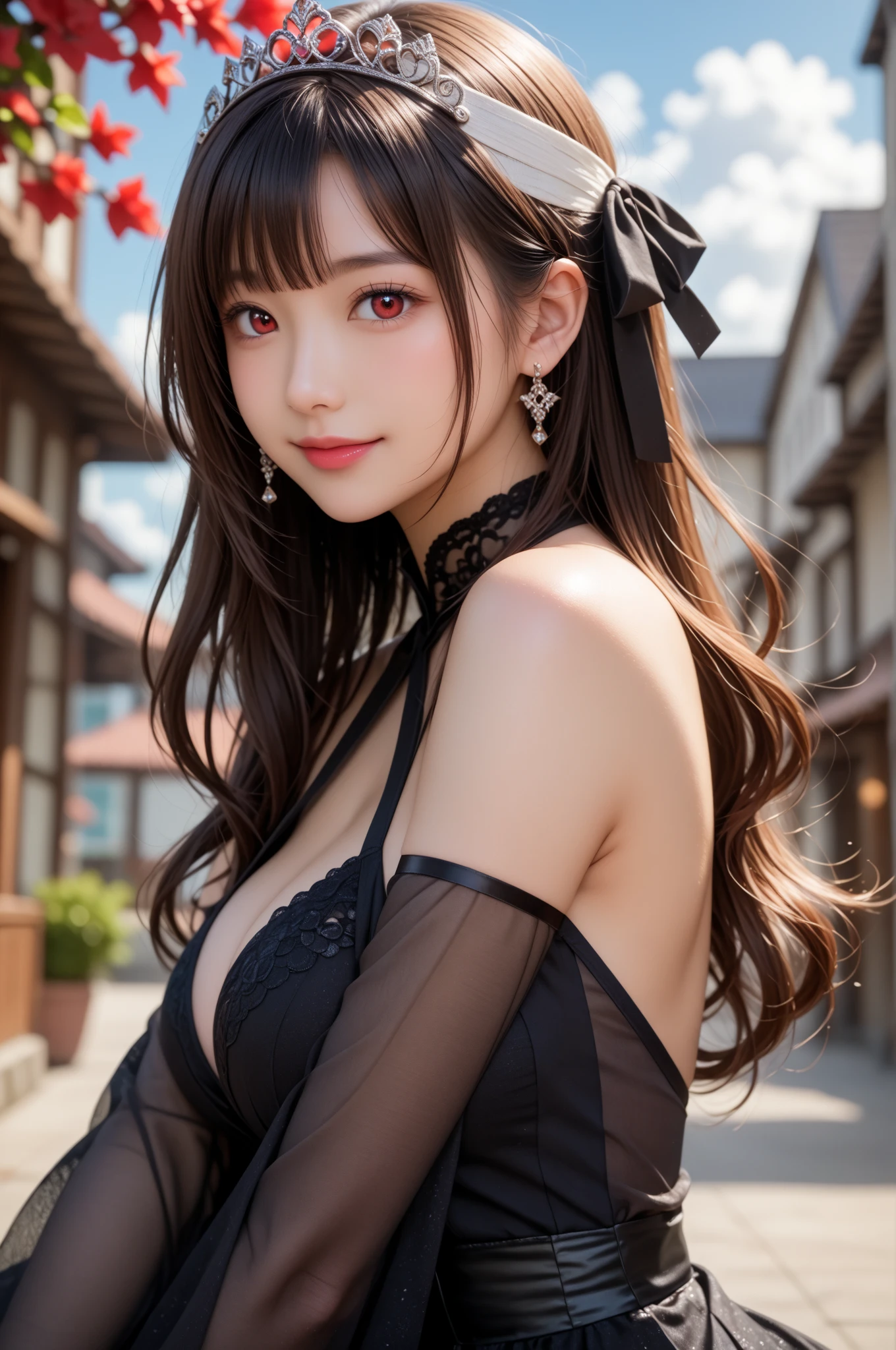 highest quality, shape, Very detailed, In detail, High resolution, 8k wallpaper, Perfect dynamic composition, Beautiful details, dress,Random Hairstyles, Center of chest, Natural color lip, Random sexy poses,smile,Woman with perfect body，Little devil succubus，Show your fangs