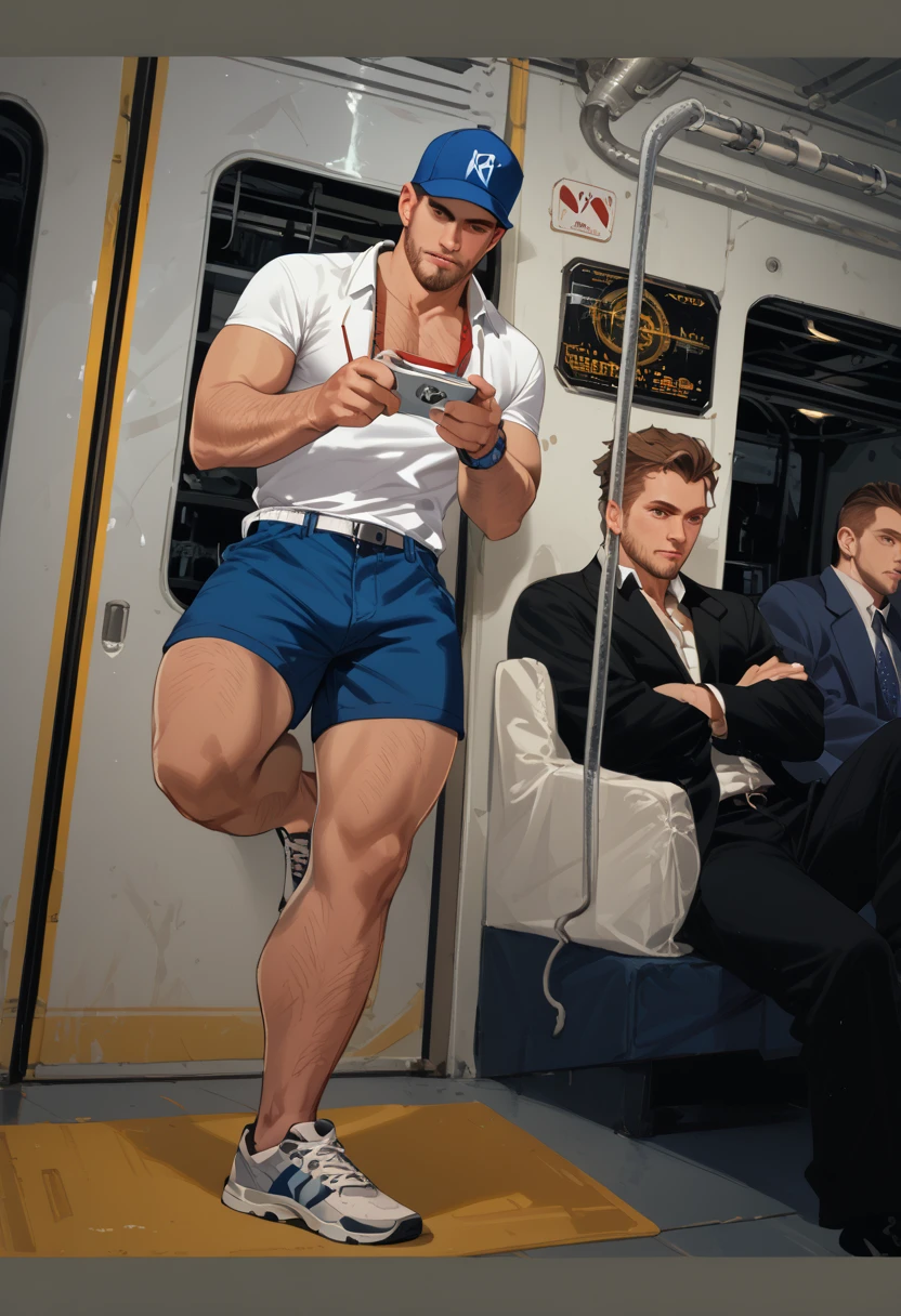 grasp、、19-year-old blonde short-haired boy in tank top grabs butt on bus、Raising arms to show armpits、shortpants、Beautiful Boys１a person、Fat uncle touching boy's ass１a person、Grabbing the buttockolesting、Touching your buttocks on the bus、summer、red blush、