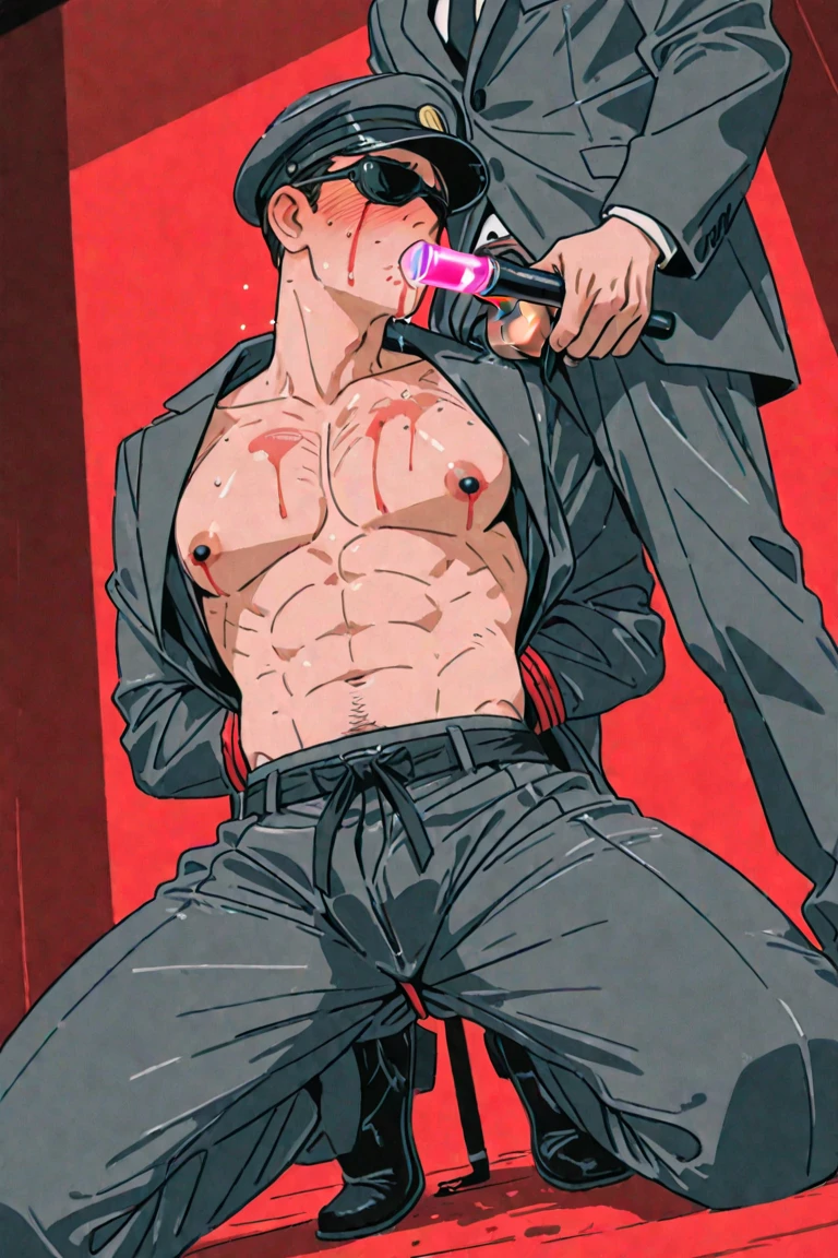 realistic,two men,2men,raised arm armpit,man licking his armpit,aggressive rough oral sex,detailed facial features,thin druggie male,gorgeous desperate eyes,begging eyes,(open mouth:0.8),open shirt,pulled down shorts,hairy chest,penis,flaccid,cock,dick,shaft,pubic hair,nude,rest area bathroom sinks toilet urinal tiles florescent lights,raw sex,massive size difference,men watch with their cocks out,