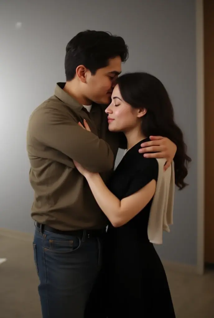 couple hugging after a period of time apart I want this couple to be around 30 years old