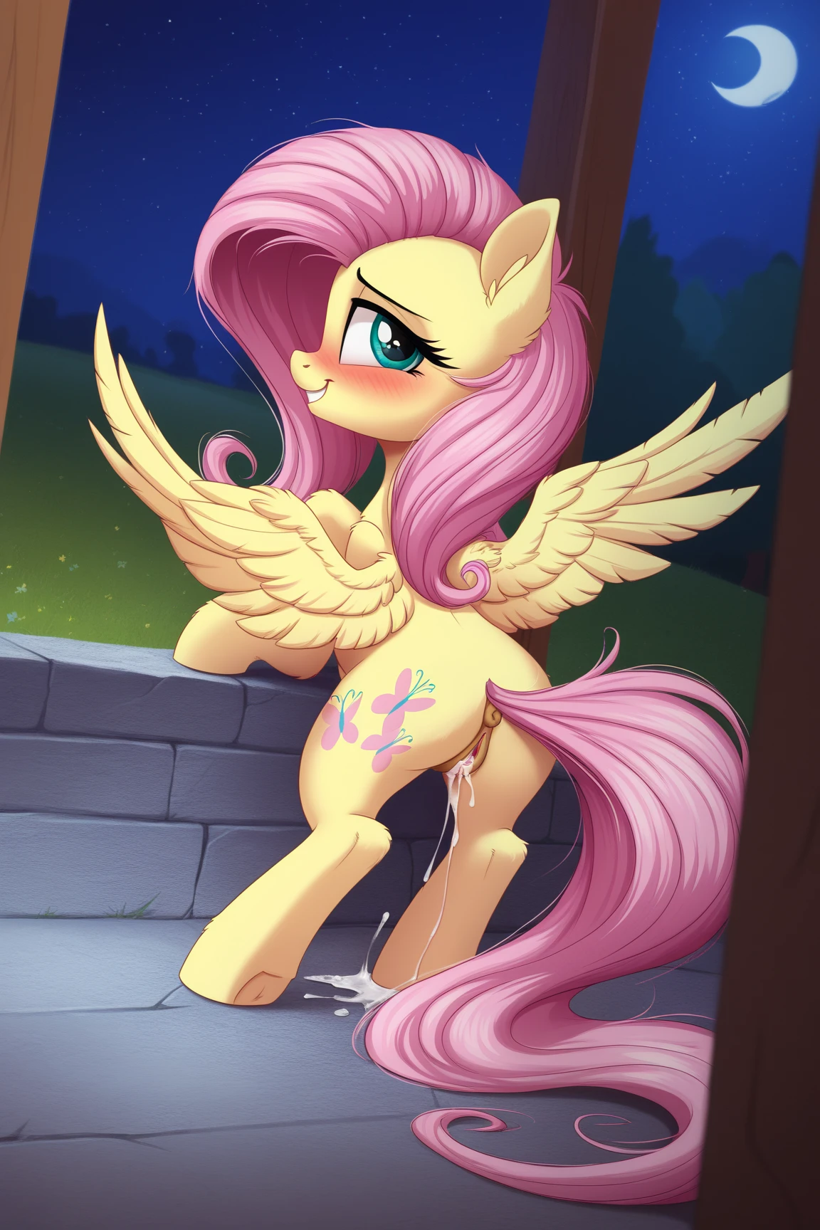 score_9, score_8_up, score_7_up, score_5_up, FLuttershy bat, pony, antro, beautiful, masterpiece, best quality, extremely detailed face, perfect lighting, DarkFantasy-700, theme, glowing, glowing red eyes, wings, Grass landscape,teats, big teats, (teats:1.3), teats, vagina pussy and Butthole Anus, pony vagina, leaking vagina,cum covered
Vagina, big pony vagina, excessive pony
Vagina cum,pony, cum splatter, huge vagina,, gaping vagina)))))), ((((((((female pony deep rimming, rimjob,cum in vagina, smug expression back view, solo pony