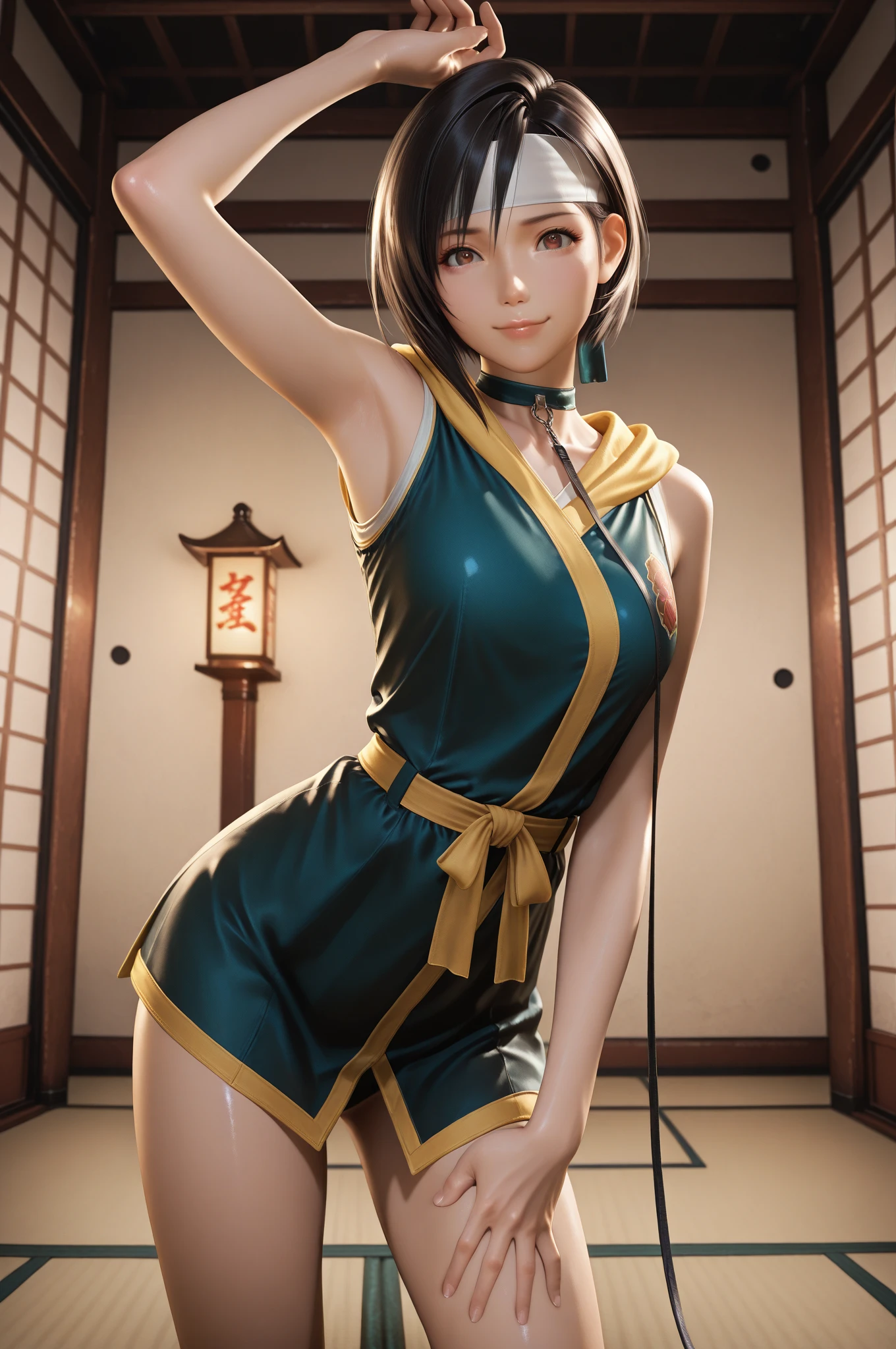 Top image quality、top-quality、8K picture quality、NSFW、1girll、full body Esbian、Haze、A smile、embarrassed from、red blush、Beautiful fece、light brown hair、poneyTail、(Tie your hair with a yellow ribbon:1.2)、Colossal tits、(Gold Metallic:1.4)、(Sleeveless)、(High neck competitive swimsuit)、(highleg)、(Crotch penetration)、(pin heels)、Squatting on the ground、Wake up the body、Straighten your back、(Open your crotch wide from side to side)、((Licking the nipples:1.2))、gazing at viewer、((Face the viewer:1.4))、((Show viewers your crotch:1.4)) 、((Frontal shot:1.4))、in poolside、profetional lighting、professional photograpy、sweat、