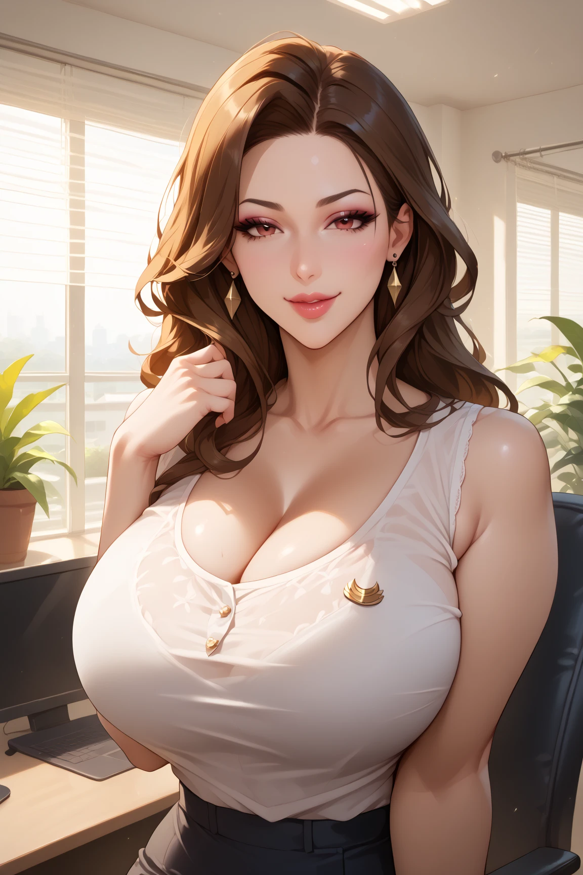 arafed woman with a very big breast posing for a picture, soft portrait shot 8 k, photorealistic anime girl render, smooth 3d cg render, 8k portrait render, 8 k sensual lighting, pouty look :: octane render, beautiful girl model, beautiful digital artwork, cinematic bust portrait, cinematic bust shot, by Mark Arian, karol bak uhd