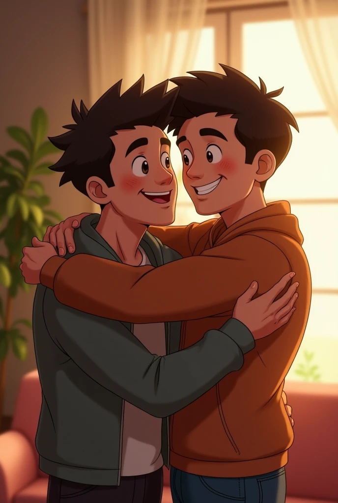 Animation of fake friend hugging another