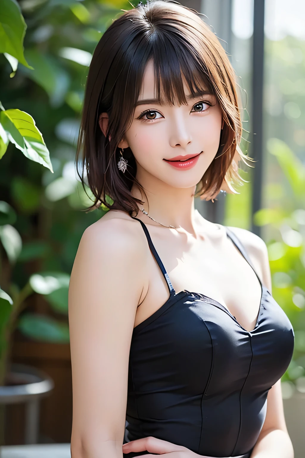 elegant woman, amazingly cute face、popular makeup、korean female fashion model, (super realistic pantyhose:1.5)、black stockings、black pantyhose、cute one piece、very beautiful legs, Cute elegant pose, korean girl, very beautiful long legs, pretty face with arms and legs, Elegant smile pose, Cute young woman, gorgeous young korean woman, slim girl model photo, cute young woman、realistic skin texture、shiny skin、smile、