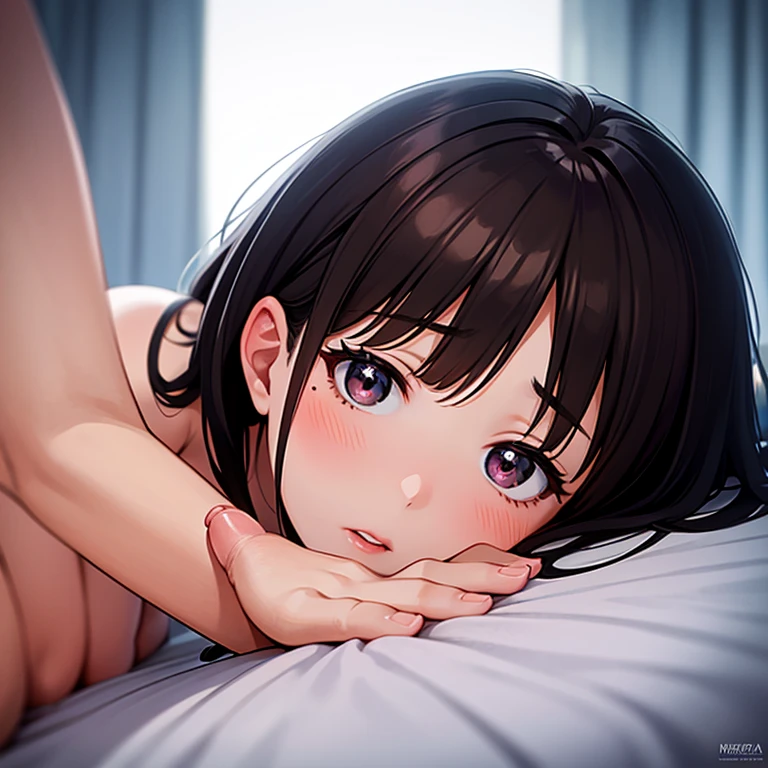 (all-fours:1.3)、naked woman、Insert a finger into the buttocks、full of sweat、Wearing sweat、White liquid leaks from the buttocks 、(((pee stain)))、opens legs、red blush 、a room、Erect nipples、open one's legs、sleeping face、