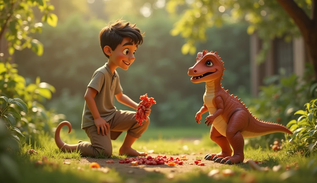 Real pinoy baby boy running with following running dinosaur