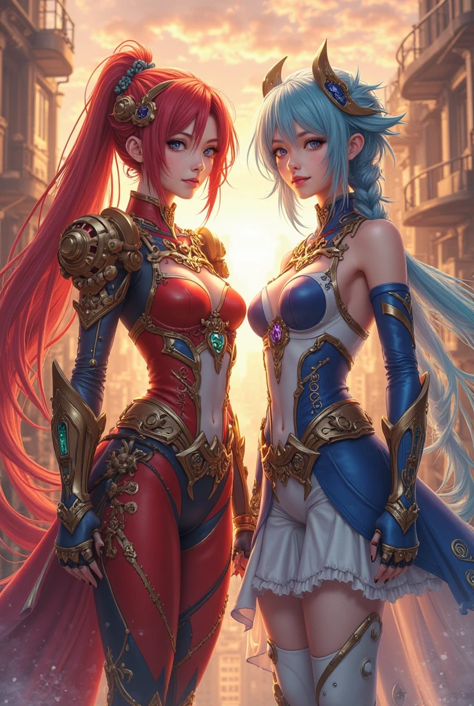 (colored, #9EFC36:#FF83EB:#6B6FFF) (female character:1.2) adoptable mascot, vibrant, fantasy element, vivid color rendering, sensual, dynamic pose, cheerful expression.