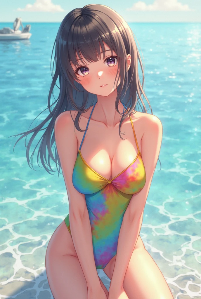 (ultra detailed,ultra high res,detailed background),((2D)),((flat color)),((colorful)),((floating colorful water)),1girl,solo,looking at viewer,BREAK