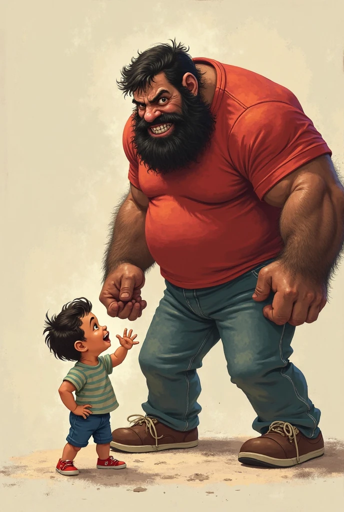 there is a young, hairy, bearded Puerto Rican man standing on a scale, ernest khalimov body, tall faces, athletic and beautiful, tall and muscular, incredibly strong and tall, Model posing, Mr. Universe, the perfect human male specimen, slightly muscular, Sébastien Chabal, quadris insanamente inflados, fairly muscular, absurdly muscular physique, absurdly huge physique, rubbery-looking body, Bulge, bulge. Two boys watching.