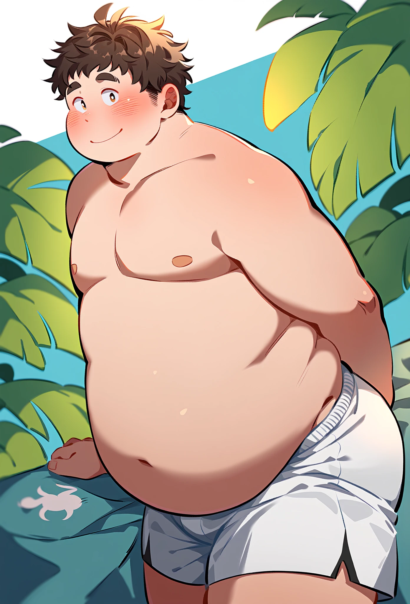 Fat, Chubby belly, Flabby obese, Man, O-Legs, M-Legs, Bare Legs, Barefoot, Penis, Naked, Happy,