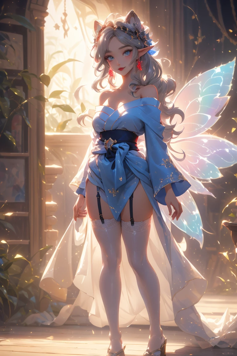 ((Highest quality)),(Ultra-high resolution),(Very detailed),(Detailed Description),((The best CG)),(A masterpiece),Ultra-detailed art,Amazing painting art,(Works with precise details:1.5), (1 female:1.6),(Beautiful and well-proportioned face:1.5),(Curly Hair:1.6),(Intricately detailed lace dress:1.8),Fine jewellery with exquisite detailing:1.5,Waist Accessories:1.5,Look at me and smile:1.5, Antique furniture:1.6, (See-through nipples:1.5),, Angel Girl, (((Big wings on the back))), Mature Woman,I landed on the balcony,(Pastel colored hair),High heel boots,garter belt,stockings、Floating in the sky with magical powers,Floating skirt