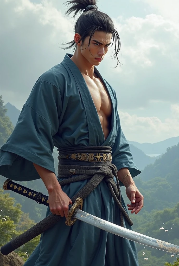 Create a Katana's face, of Mortal Kombat, 20 year old with full breasts, very big and round ass, lightly muscular style, in fighting poses against a busty Chun-Li, huge ass and thick thighs in a fighting ring