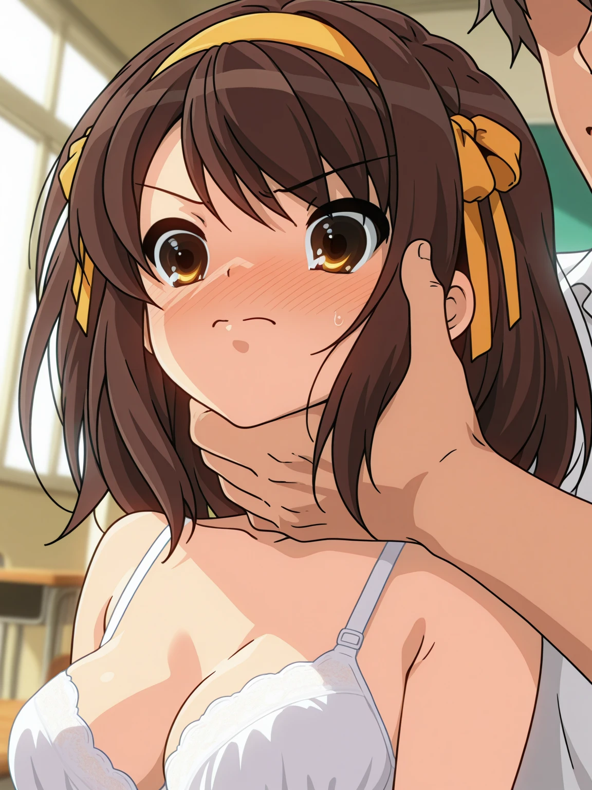 score_9, score_8_up, score_7_up, source_anime,
honoka mitsui, 1 girl,
bangs, brown hair, twintails, low twintails, purple eyes,
nsfw,1boy,1girl,nude,grope breasts,
solo,