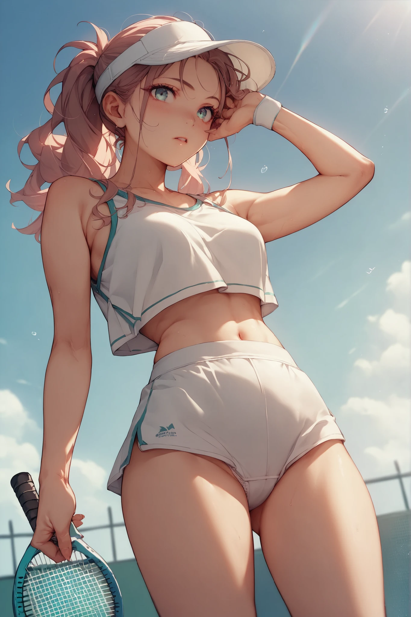 tennis wear,Beautiful girl、White Underwear、Panchira、white panties、Beauty