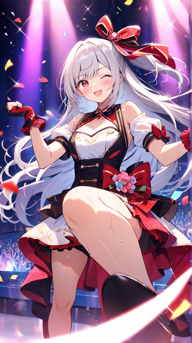 A girl in a princess dress floating in the sky,Torn Skirt， (Legs open, I wasn&#39;t wearing panties, Large cleavage exposed，No corset，Large cleavage exposed), Many tentacles are wrapped around the girl, (The tentacles are wrapped around the legs, masterpieceの触手が腰に巻き付いている, The tentacles are wrapped around his arm), The tentacles are attached to the chest, Silver Hair, Falter, Glare, Grit your teeth, Embarrassing, shy, blush, saliva, Part your lips, Scared, Torn, Moaning, Panicked, 完全にblushする, despair, fear, fear, Anime Style, Verism, masterpiece, (Anatomically correct：2), Super detailed, Attention to detail, Highest quality, 4K, High resolution