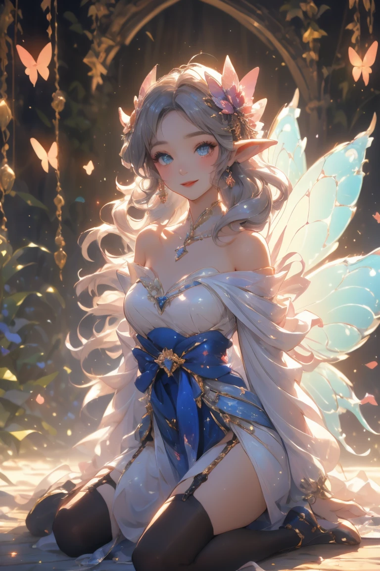 最high quality、1 woman elf on screen , Beautifully decorated   body stocking,Beautiful foam、美しい肌、sexy、CourtyardShining fairy wings、Flower fractal art　　Beautiful Nature　、Bigger on the screen((cowboy shot 　))　最high quality、1 woman elf on screen 、ice palace、Beautifully decorated  dress、Beautiful foam、、CourtyardShining fairy wings、Flower fractal art　　Beautiful Nature　Bigger on the screen、see-throughbodystocking,underwear,Beautiful radiance,High-definition depiction, Realistic, 8k, Unity, beautiful Shot, light smile, Beautifully and vividly drawn, 