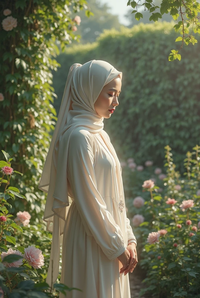 Hijabic beautiful Girl at garden, around little river,
this photo another place