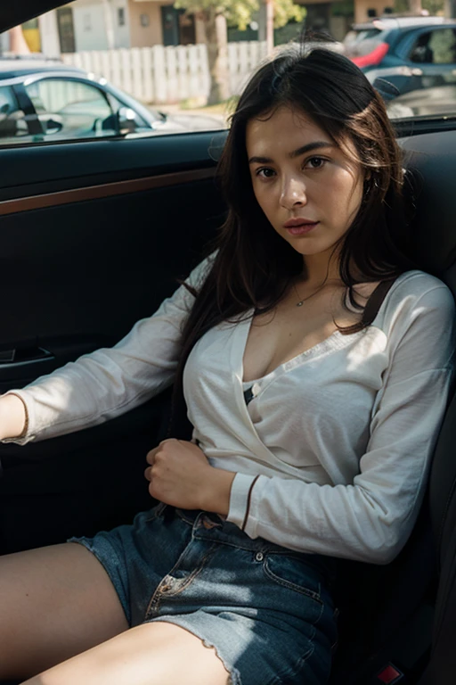 beautiful girl in a luxury convertible in urban style
