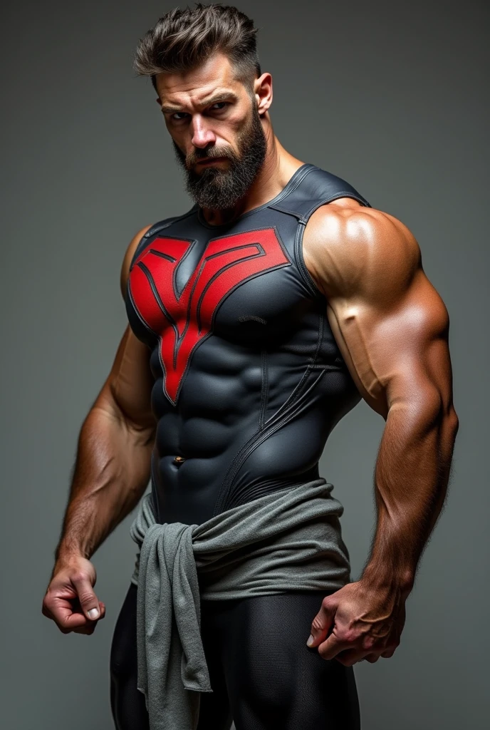 (masterpiece, intricately detailed, highest resolution, best quality:1.2), (doujin), a cocky Latino Instagram influencer,a 24 y.o muscle stud with a muscular physique sitting on a chair with black eyes,dark-skinned male, wearing a ((Ironman inspired armored costume, no helmet)), (excessive cum), (cum on body), (cum drip), flaccid penis,saggy balls,hairy chest,vascular,muscle striations,soft light,fantastic realism,