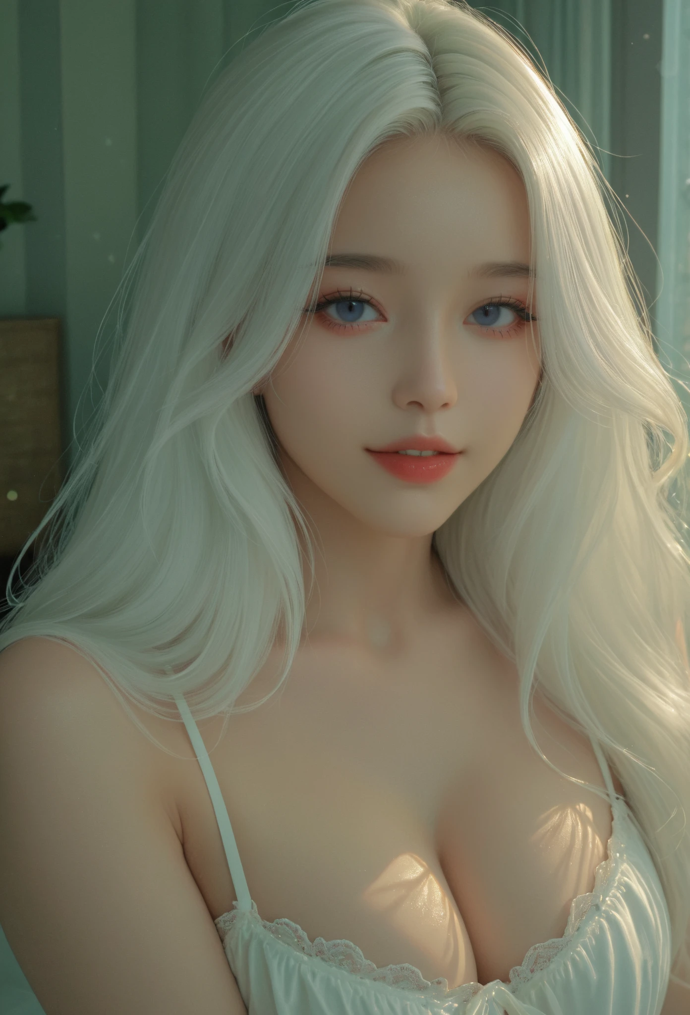 Non-NSFW、Real、(Highest quality), (masterpiece)、Ultra-high resolution、RAW Photos, (upper body), (desert:1.5), Fantasy、Looking into the camera、alone、(Sylph:1.1), Beautiful Spirit、Super Beauty, (mature:1.2), (16years-old:1.2)、Moisturized Skin、Perfect model body、Beautiful Eyes、Big eyes, (emerald eyes)、Inconspicuous tear bags、slim、No bra、Beautiful fingers、Very long hair、highly saturated photos, clavicle, Splash, attractive,skinny, (sad:1.4), no_panties, ( Large Breasts:1.7), Nipples, (Platinum blonde hair), (Waist-length hair:1.5), Small Ass, lips, (smile), (white sheer long dress:1.5), (from above:1.2)
