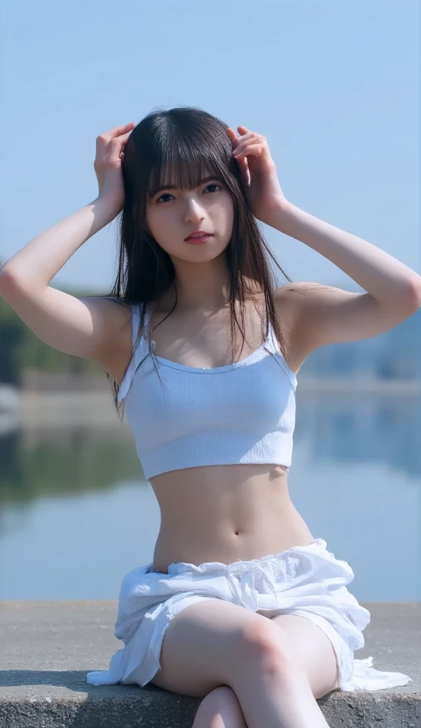 (realisitic、Photorealsitic:1.37)、(8K、Raw photography、top-quality、​masterpiece:1.2)、Very cute woman、ultra-detailliert、Heart-shaped pupil、physically-based renderingt、超A high resolution、Kodak Vision Color、Captured with an Arricam LT camera、bokeh dof、foco nítido、(((Correct anatomy:1.2)))、Take a full-body photo、Open your legs and show your crotch:1.37、お漏らし、i&#39;Pee leaks:1.37、floods(Again is wet:1.37)