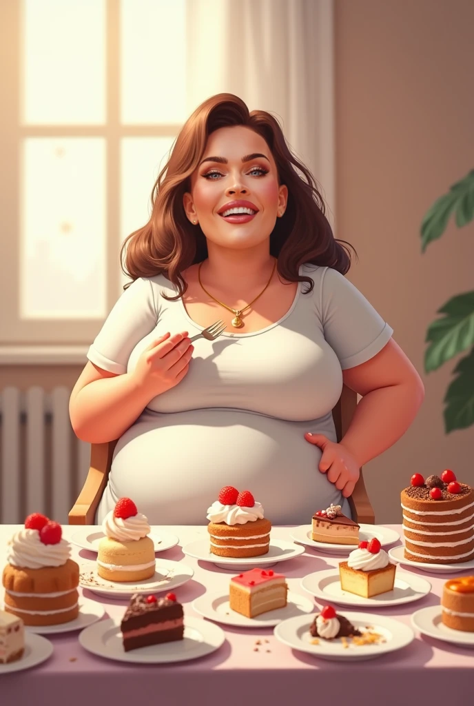 Wet fat girl eating dessert logo
