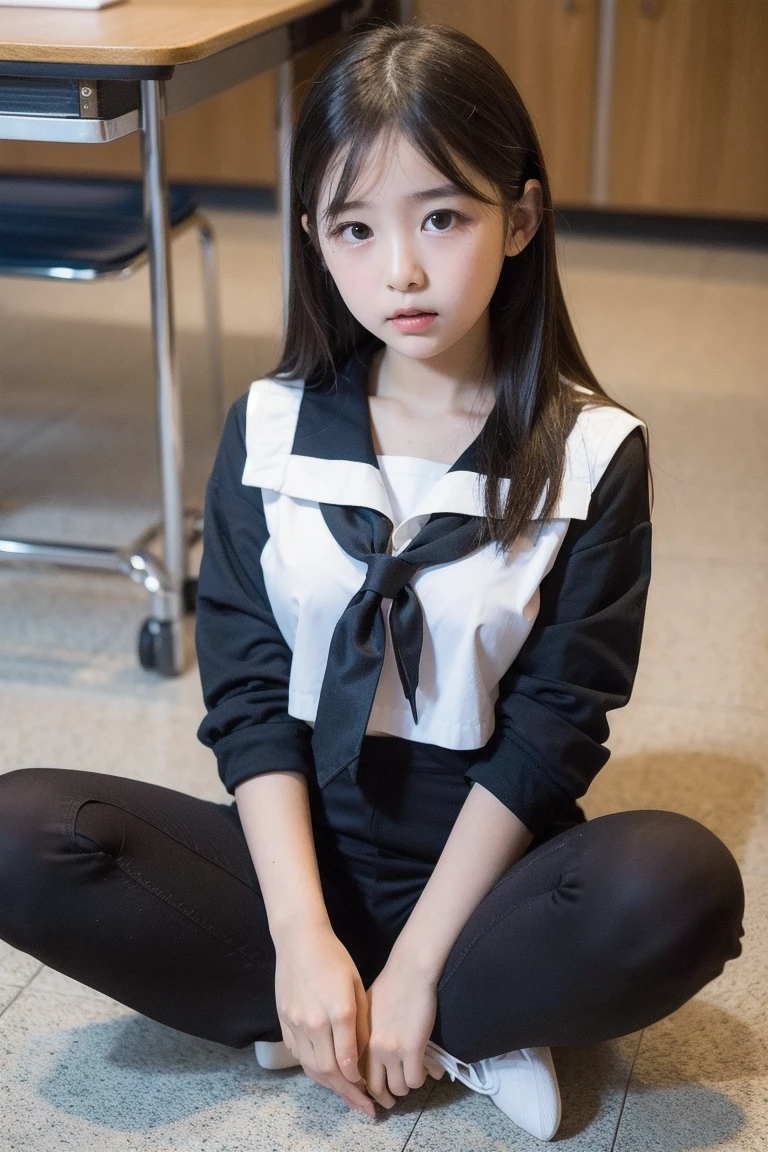 (8k, best quality, masterpiece: 1.2), (realistic, realistic, photorealistic: 1.37), 2 girls, hyper detail, beautiful detail eyes, beautiful detail nose, (((2girl))), sailor suit, pleated short skirt, full body photo, subway station, sneakers, upright seat, hands between legs, twins