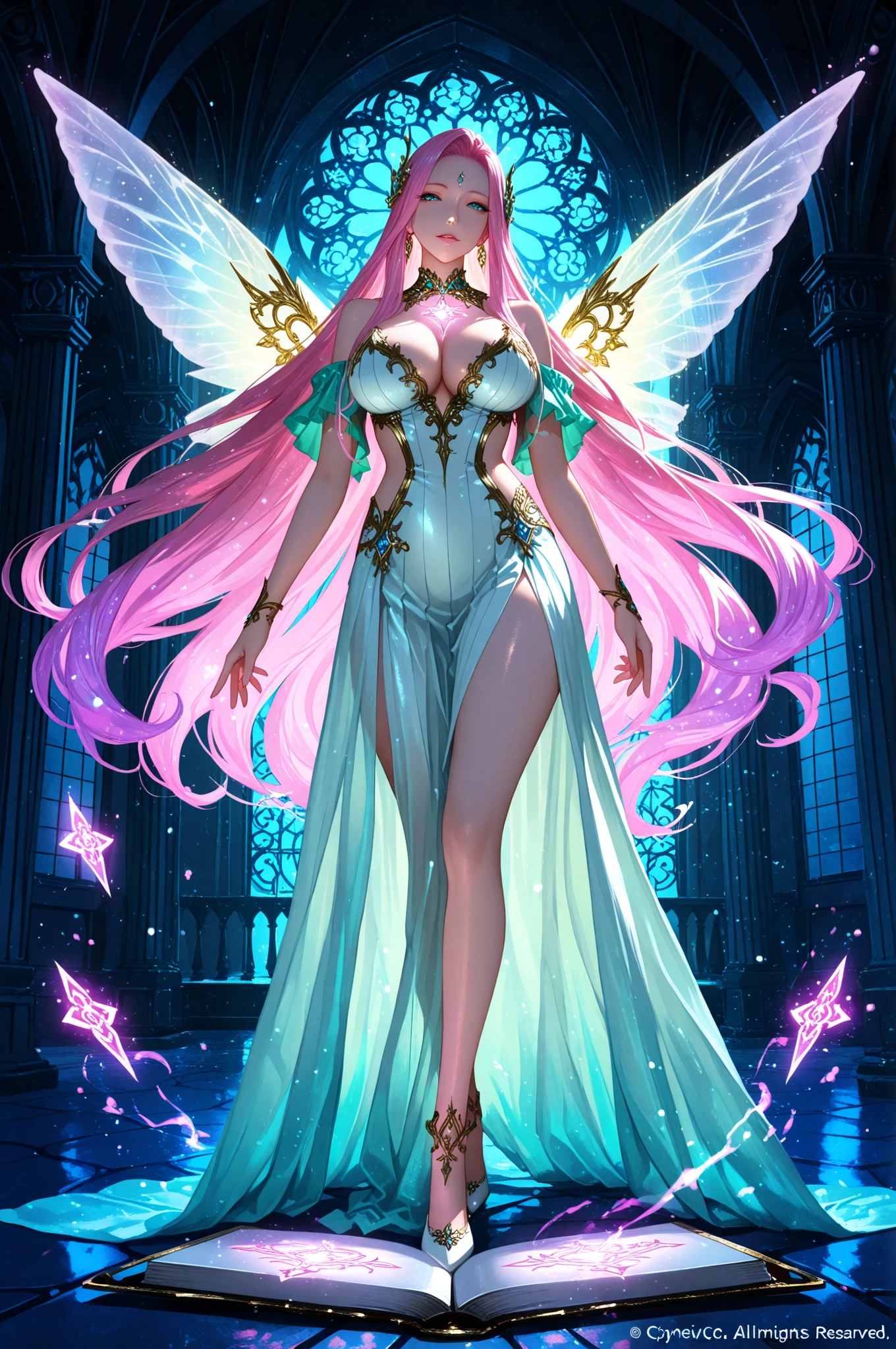 1 moon,Dear beautiful flower fairy, clear wings, The wand blows in the wind..、The wand flickered with starlight..,golden wand,Beautiful blue sky and white clouds、girl with transparent wings、Please smile、beautiful garden background、gentle and transparent,anatomy correct, delicate pattern,pink rose space, soft light, ( Bokeh),Masterpiece, very detailed, epic elements, Highest quality, 8ก,Beautiful and Romantic Fantasy Digital Art.,Awesome fairy tale fantasy digital art,Legendary fantasy,UHD resolution,detailed drawing,actually,actuallyมาก,movie light,award winning photos,Various colors,realistic textures, Very realistic,Incredible light