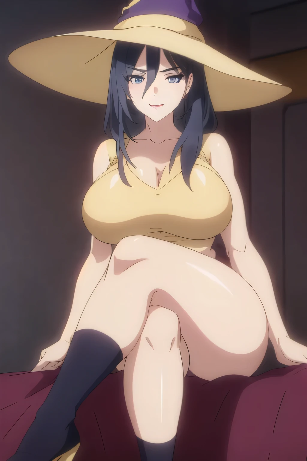 masterpiece, Best Quality,1girl in, (Solo:1.3),(huge-breasted:1)smile,in nightclub :1.3),standing on,A smile,Opening Mouth,virgin killer sweater,sexy pose,show off nipple,