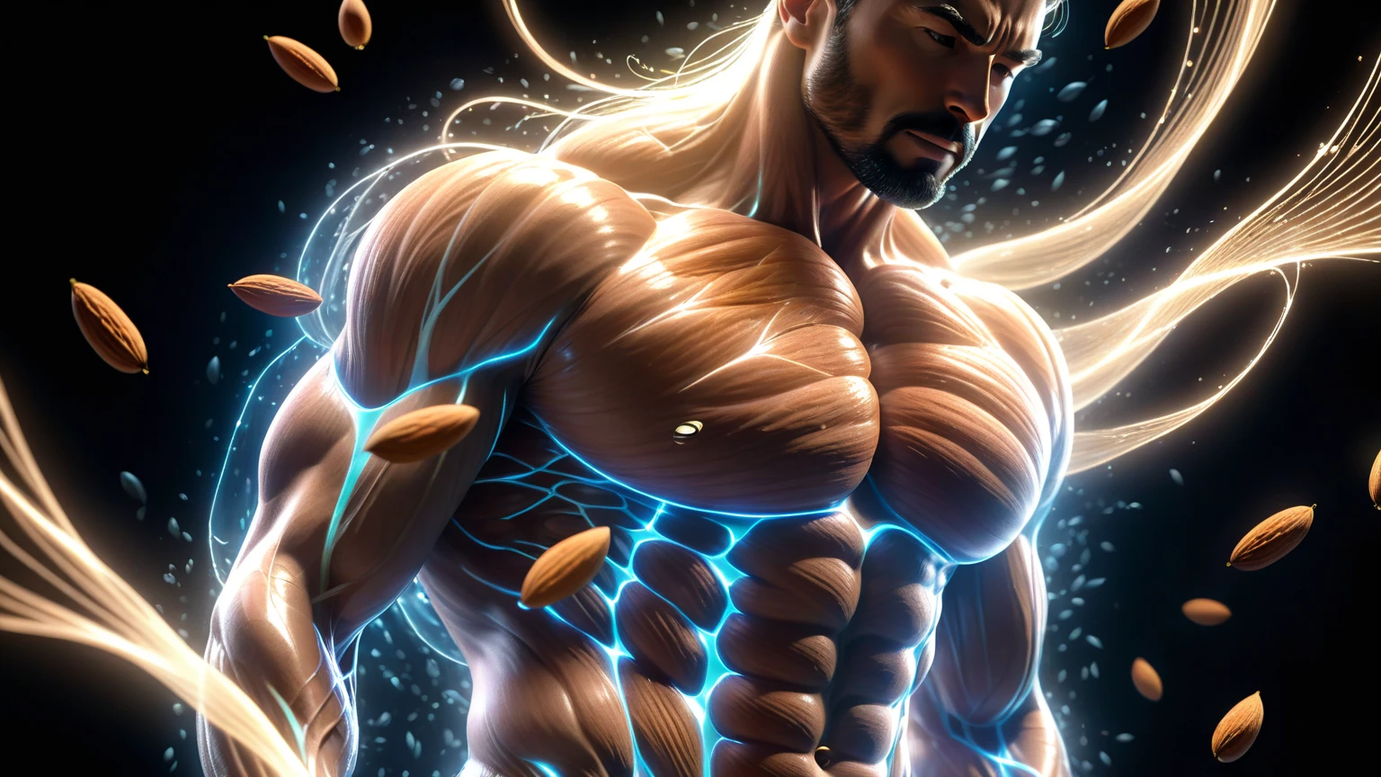 (1001ArabianNights:1.25), (scifi:1.25), (one male).
Very detailed masculine face, heroic, detailed realistic open eyes, (muscular:1.9), narrow waist, (long hair), (slight smile).
detailed, intricate. (Robotic arms and legs), (human torso and head), (shirtless) (topless male) (exposed chest), (nude) (completely naked), large penis, glans, frenulum, large balls.
Realistic, photoreal, High contrast, high saturation, highly detailed, high quality, masterpiece, volumetric light, vibrant colors, bokeh, depth of field.
<lora:BeautifulEyes:0.9>
<lora:1001ArabianNightsV3:0.9>