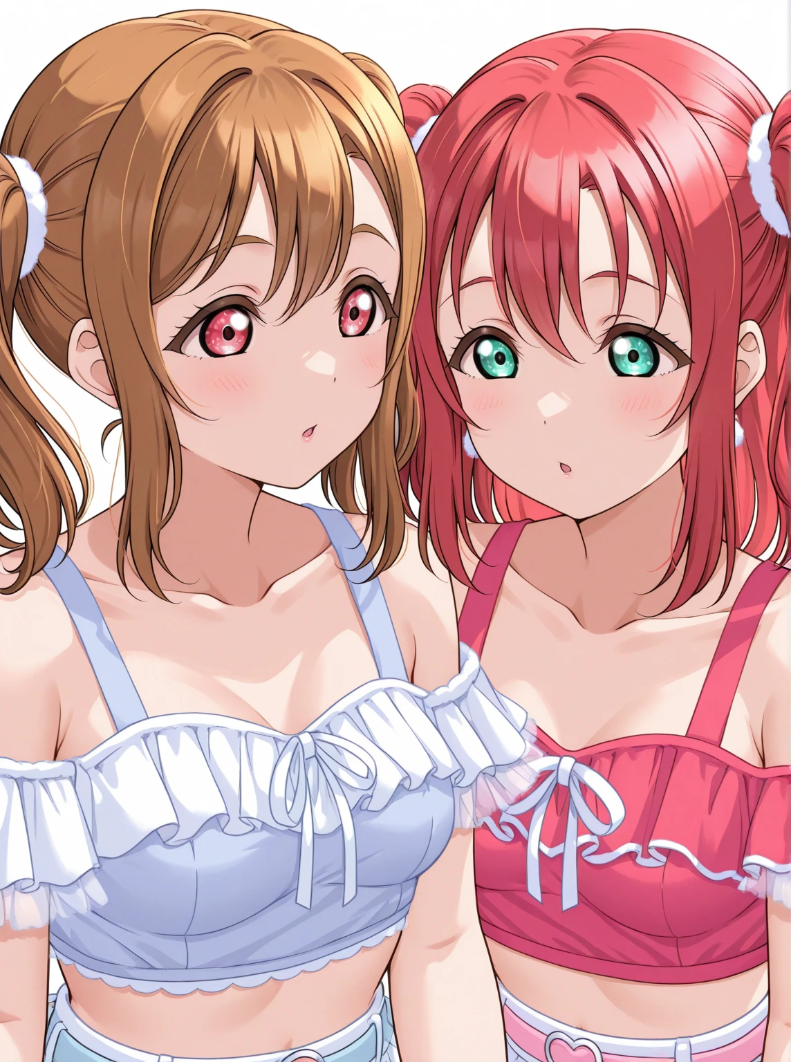 2 girls , No background,Yukinoshita Yukino , (full breats Yuigahama Yui ), waltz dance , sexy underwear,,Pussy crack in panties,white bra,white panties,pink bra,Peach-colored panties,