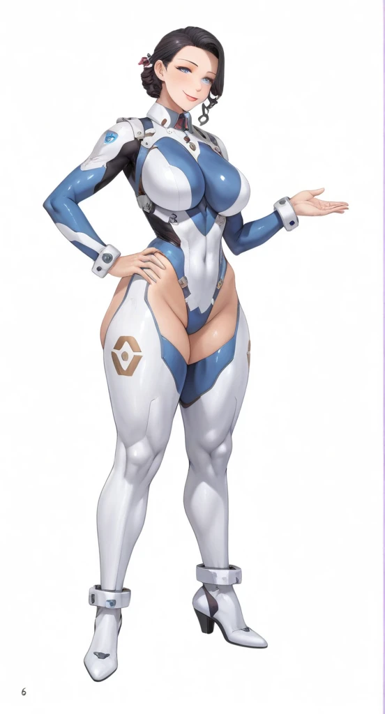  women,brown skin,black long hair, dark brown  eyes, white tight bodysuit,m big breast, standing