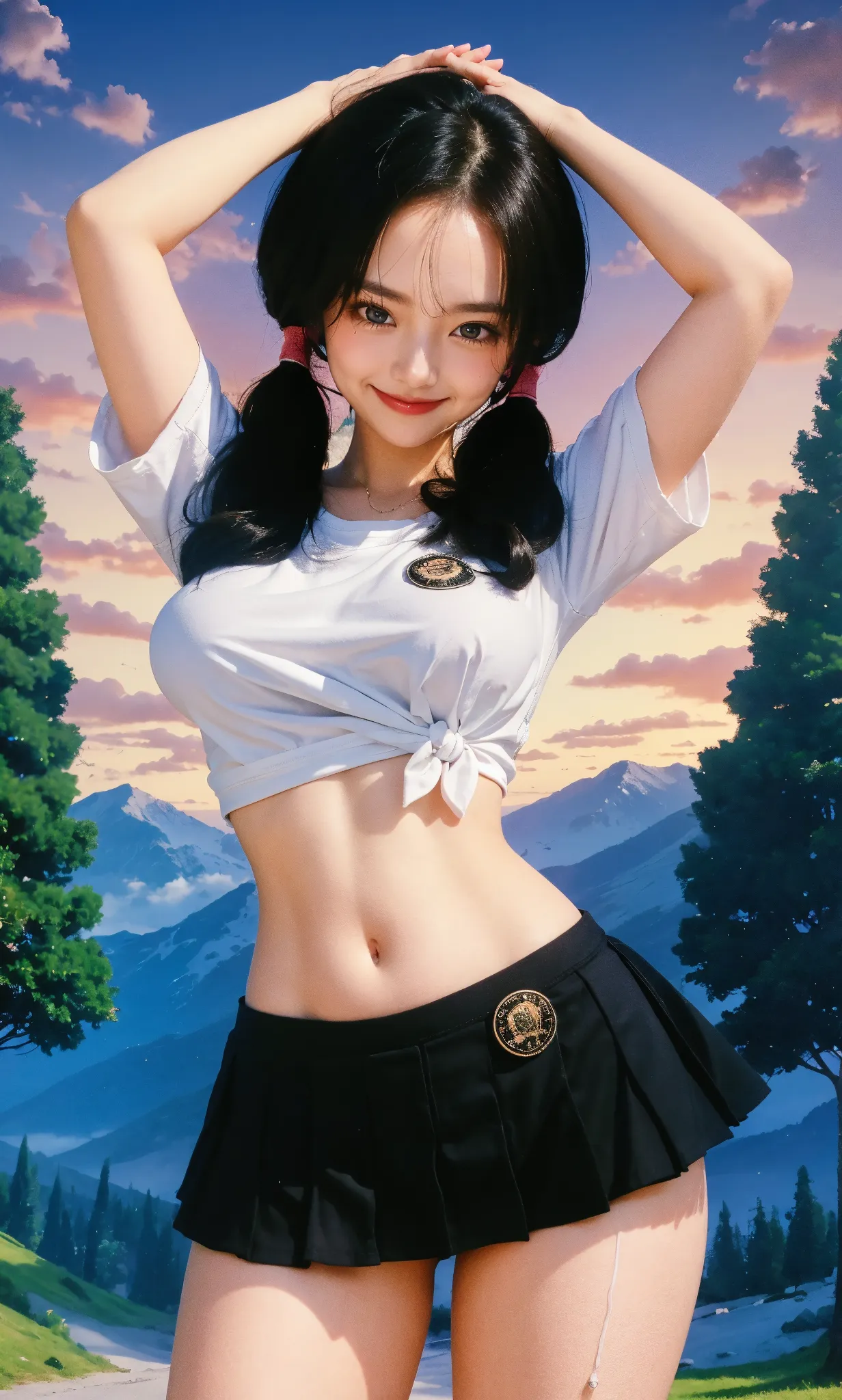 (RAW Photo, Best Quality), (Realistic, Photo Realistic: 1.3), Best Quality, Highly Detailed, Masterpiece, Ultra Detailed, Illustration, 1 Girl, upper_body, Dynamic Angle, World Mastery Theater, messy_long_hair, Best Quality, Extremely Detailed CG Unified 8k Wallpaper, Ink, Amazing, Cinematic Lighting, lens_flare, dunhuang_style, Po Dance, Crop Navel, Bare Shoulders, Streamers, Float