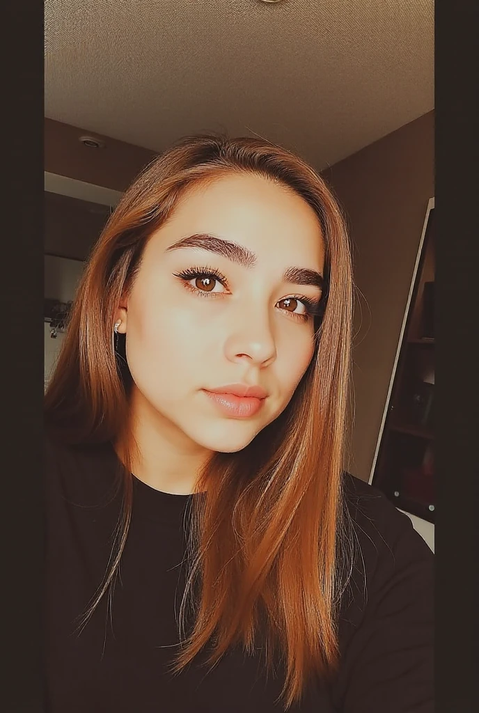 instagram photo, 25years old Portuguese woman, long hair, blonde hair, closeup portrait, cleavage, brunette skin, hard shadows