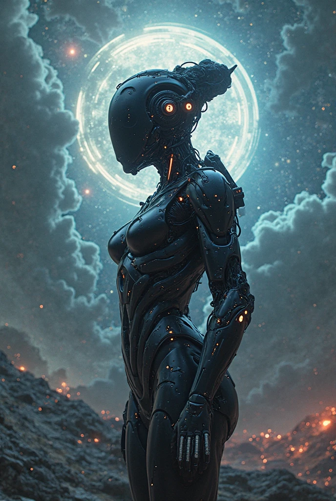 alien-themed Prepare a visually arresting sci-fi concept art piece, earth's most accomplished quantum entangled cosmonaut aboard her sentient spaceship, traversing wormholes to investigate strange anomalies threatening humanity's survival, encapsulate the psychedelic space warps and time distortions experienced during faster-than-light travel in an otherwise cold, sterile vacuum. Feature intricate machinery, luminescent displays, and advanced alien species encountered along the way. Utilize abstract expressionism combined with hyper-realistic rendering to convey the disorienting and often paradoxical nature of quantum physics. Balance serene tranquility with explosive energy, channeling influences from Salvador Dalí and Roger Dean to generate a surreal journey transcending dimensions. Ensure that every minute detail pops with crystalline clarity and intensity, suitable for large format printing or eye-catching desktop wallpaper. . extraterrestrial, cosmic, otherworldly, mysterious, sci-fi, highly detailed