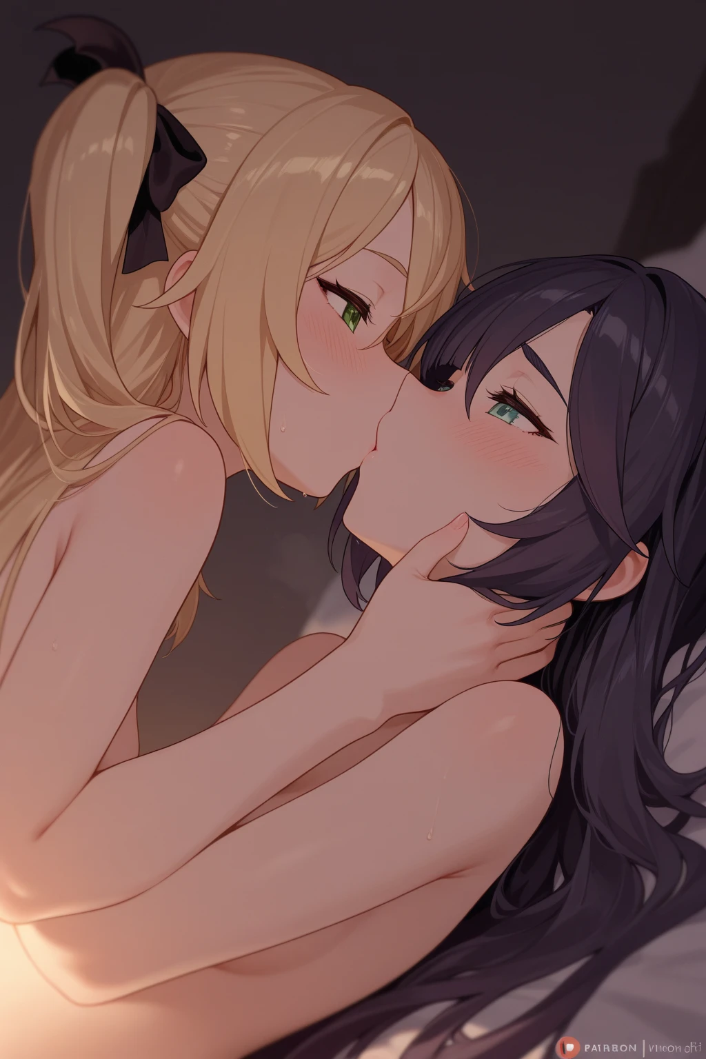 Two Women,Alpha ,40 years old,Long blonde,gamma,40 years old,Long Black Hair,((Touching the chest)), ((Bunny girl))),Nipples,Big Breasts,BIG ASS, kiss, (adult), (Elf),
((My crotch is wet)),Love Hotel,My crotch is wet,Are standing,(masterpiece:1.2), High resolution, Highest quality, 8k,