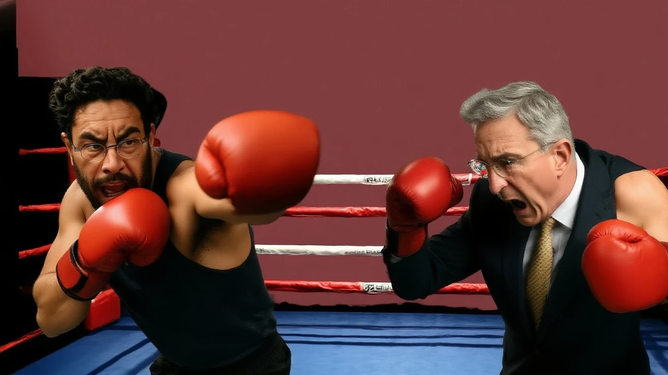 klcdrx person, muscular man, boxing, box fight, boxing match, stage lights, boxing arena