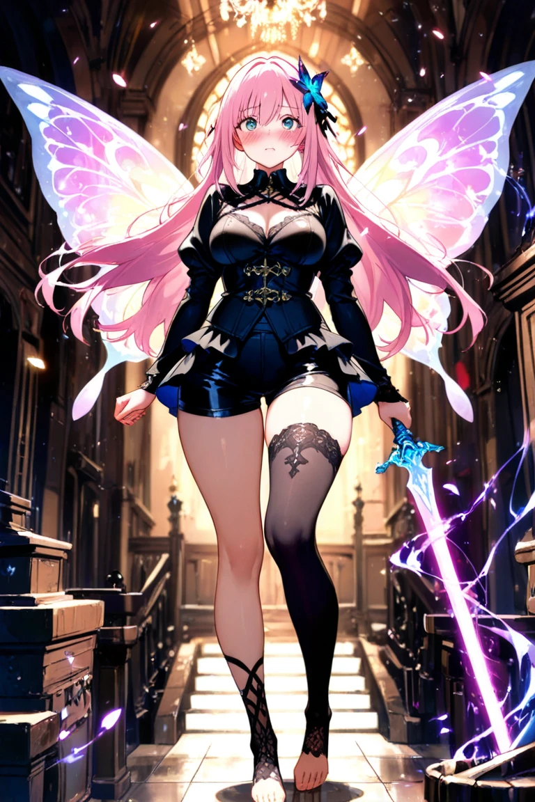 (full body:1.5),(1girl:1.3),(looking at viewer:1.4),(anatomy correct:1.3),(Wearing Printed Fantasy Demon Girl suit and pointed high heels ,and Very thick Printed Lolita Pantyhose :1.35), (Light particle effect:1.3),(In pink | amarelo | blue colors| green color |red colors | white colors| black in color| purpleish color| greys| Beige| Flesh color 1.4),(Glowing eyes:1.3),(Large amplitude action: 1.3),(Accurate and perfect face:1.4),(Clothing Gloss:1.25),(Skin reflection:1.25),hyper HD, Ray traching, reflective light,structurally correct, Award-Awarded, high detal, lightand shade contrast, Face lighting,cinmatic lighting, tmasterpiece, super detailing, high high quality, high detal, best qualityer, 16k,high contrast,