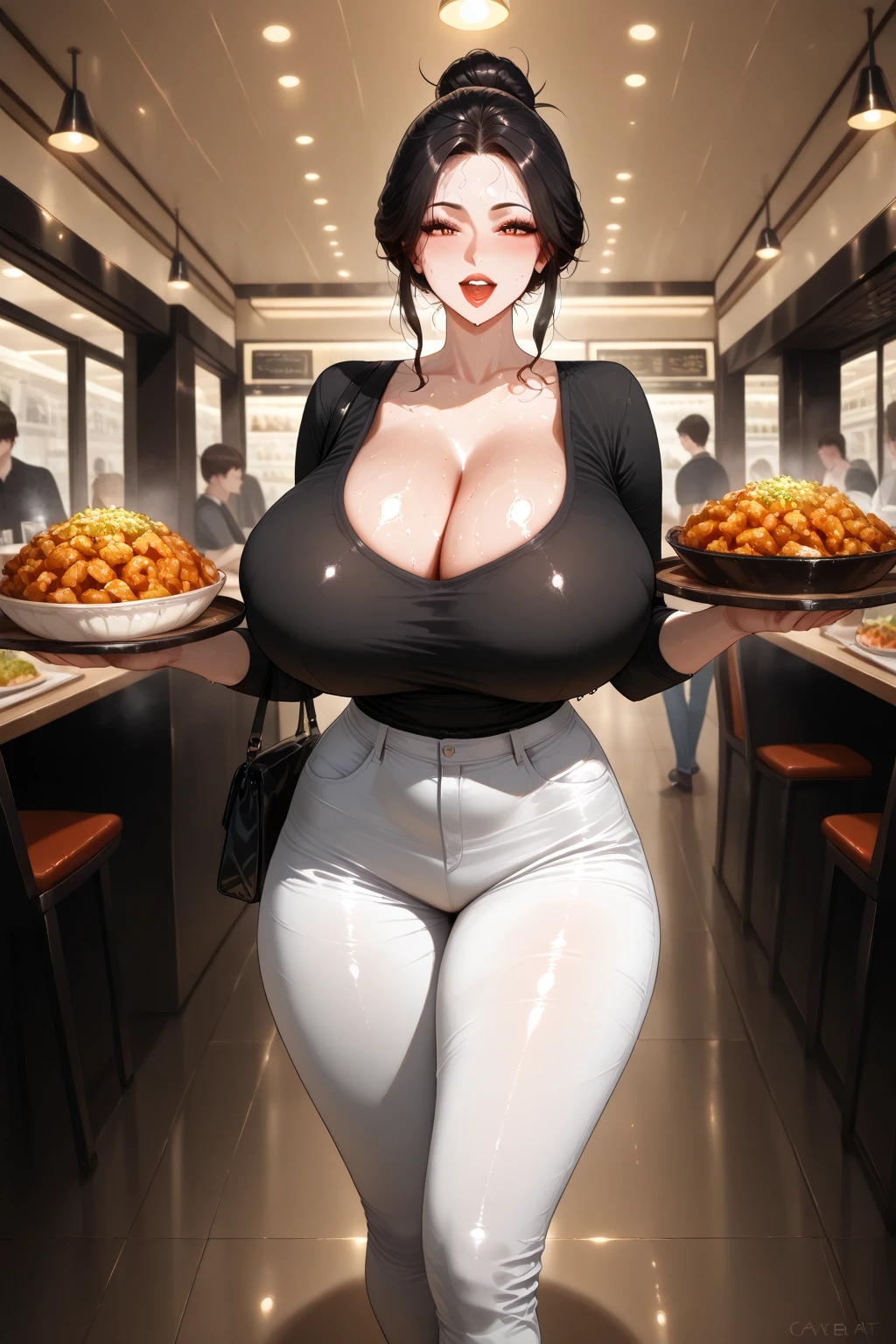 A MILF、ultra gigantic tits、Hyper-obese body、hotel、Tight-fitting cosplay、Very painful、I'm about to throw up、Dai Eater、large amounts of alcohol、a large amount of dishes、Drink a lot of alcohol、Intoxication、full of sweat